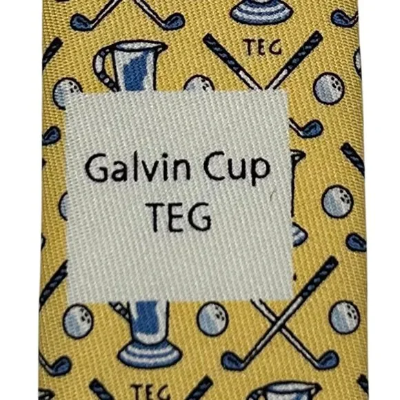 Vineyard Vines Custom Collection NWT Yellow Silk Golf Novelty Necktie Tie - Picture 7 of 9